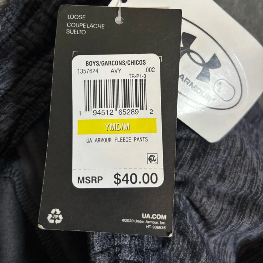New Under Armour Boys Cold Gear Fleece Pant Charcoal‎ Gray Size Youth Medium